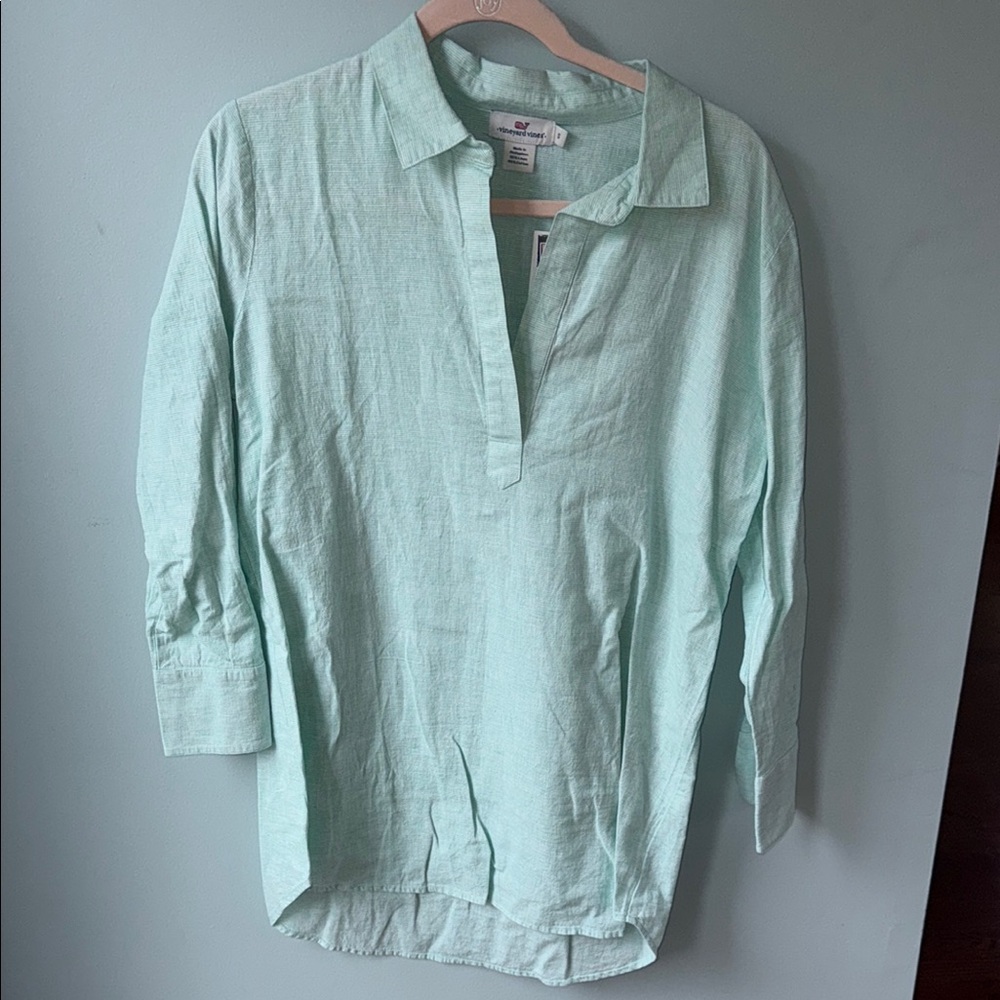Vineyard Vines Green Tunic Top with 3/4 Sleeves
